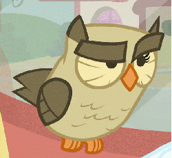 Size: 575x528 | Tagged: safe, screencap, owlowiscious, bird, owl, g4, just for sidekicks, season 3, animated, do not want, eyebrows, eyes closed, folded wings, frown, male, open mouth, reaction image, sitting, solo, wings