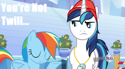 Size: 1280x714 | Tagged: safe, screencap, rainbow dash, shining armor, g4, games ponies play, coach, subtitles