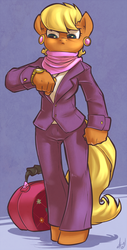 Size: 506x1000 | Tagged: safe, artist:atryl, ms. harshwhinny, anthro, unguligrade anthro, g4, female, solo, waiting
