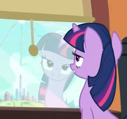 Size: 348x329 | Tagged: safe, twilight sparkle, pony, g4, games ponies play, bedroom eyes, reflection