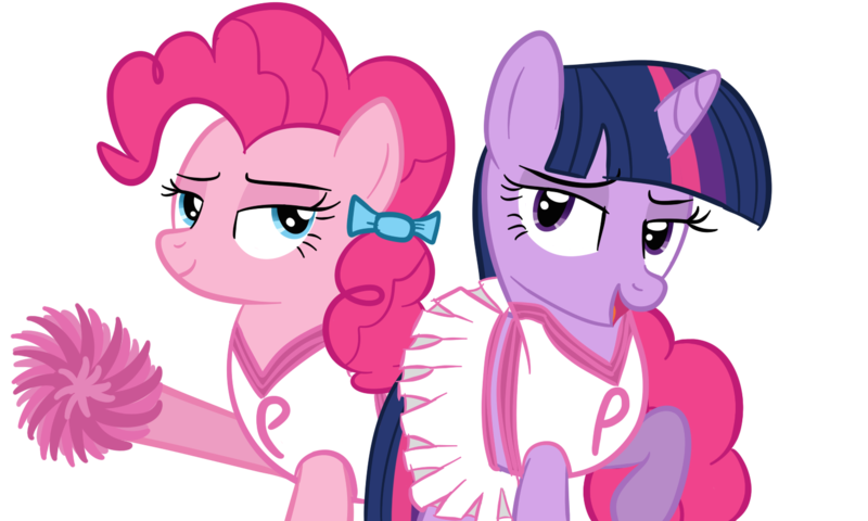 238649 - safe, artist:smile, pinkie pie, twilight sparkle, bedroom eyes,  cheerleader, cheerleader pinkie, cheerleader sparkle - Derpibooru