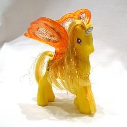 Size: 300x300 | Tagged: safe, photographer:tinyshinyunique, golden glow, alicorn, pegasus, pony, unicorn, g2, irl, photo, toy, winged unicorn