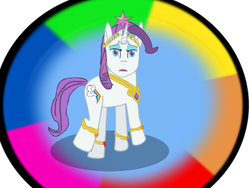 Size: 533x400 | Tagged: safe, rarity, pony, g4, magical mystery cure, elements of harmony, rainbow, solo