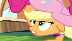 Size: 1920x1080 | Tagged: safe, screencap, applejack, pinkie pie, earth pony, pony, g4, games ponies play, season 3, asshat, butt touch, duo, duo female, female, hoof on butt, mare, out of context, train, window