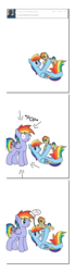 Size: 720x2592 | Tagged: safe, artist:dekomaru, rainbow blaze, rainbow dash, oc, pegasus, pony, tumblr:ask twixie, g4, ask, baby, baby pony, colt, magical lesbian spawn, male, mother and son, offspring, parent:applejack, parent:rainbow dash, parents:appledash, tumblr