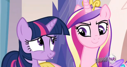 Size: 615x328 | Tagged: safe, princess cadance, twilight sparkle, g4, games ponies play, my little pony: friendship is magic