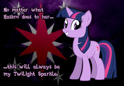 Size: 690x480 | Tagged: safe, twilight sparkle, pony, unicorn, g4, alicorn drama, full body, solo, text, unicorn twilight