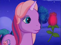 Size: 640x480 | Tagged: safe, screencap, lily lightly, a very pony place, come back lily lightly, g3, flower, glowing, night, shine on