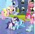 Size: 368x367 | Tagged: safe, screencap, fluttershy, glass slipper, pinkie pie, rainbow dash, rarity, crystal pony, earth pony, pegasus, pony, unicorn, g4, games ponies play, animated, female, filly, foal, mare