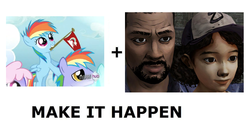 Size: 1000x528 | Tagged: safe, rainbow blaze, rainbow dash, g4, clementine (walking dead), exploitable meme, lee everett, make it happen, the walking dead