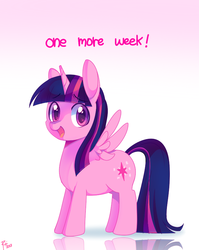 Size: 670x843 | Tagged: safe, artist:pekou, twilight sparkle, alicorn, pony, g4, magical mystery cure, cute, female, happy, hype, looking at you, smiling, solo, spread wings, twiabetes, twilight sparkle (alicorn), week, wings