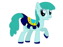 Size: 4660x3494 | Tagged: safe, artist:bluemeganium, spring melody, sprinkle medley, pony, g4, absurd resolution, clothes, cute, dress, earring, hoof shoes, jewelry, looking at you, raised hoof, saddle, shoes, simple background, smiling, solo, transparent background, vector