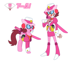 Size: 2500x2050 | Tagged: safe, artist:trinityinyang, earth pony, human, pony, female, humanized, mare, ponified, self paradox, self ponidox, simple background, t-ai, transformers, transparent background