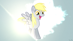 Size: 1920x1080 | Tagged: safe, artist:wmill, derpy hooves, pegasus, pony, g4, female, happy, mare, vector, wallpaper