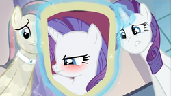 Size: 1220x686 | Tagged: safe, bonna fide, glamour gleam, rarity, g4, games ponies play, green isn't your color, my little pony: friendship is magic, blushing, cadance's mirror, exploitable meme, meme, self ponidox