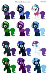 Size: 2725x4299 | Tagged: safe, artist:aibotnya, artist:pika-robo, nightmare moon, oc, oc:nyx, alicorn, pony, fanfic:past sins, fanfic:winter bells, g4, alicorn oc, alternate clothes