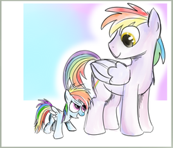 Size: 600x514 | Tagged: safe, artist:revercity, rainbow blaze, rainbow dash, g4, filly