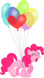 Size: 3425x6000 | Tagged: safe, artist:sairoch, pinkie pie, g4, it's about time, absurd resolution, balloon, panic, simple background, then watch her balloons lift her up to the sky, transparent background, vector