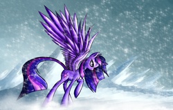 Size: 1600x1024 | Tagged: safe, artist:asimos, twilight sparkle, alicorn, pony, g4, female, long legs, mare, snow, snowfall, solo, twilight sparkle (alicorn)