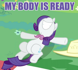 Size: 516x468 | Tagged: safe, edit, edited screencap, screencap, rarity, pony, unicorn, a canterlot wedding, g4, caption, female, image macro, mare, meme, my body is ready, solo