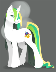 Size: 697x900 | Tagged: safe, artist:kiikiiden, oc, oc only, pony, unicorn, glass glow, unshorn fetlocks