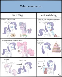 Size: 1064x1314 | Tagged: safe, artist:taco-slayer, pinkie pie, rarity, sweetie belle, twilight sparkle, pony, g4, winter wrap up, cake, comic, nest, phone, sleeping, when no one is watching