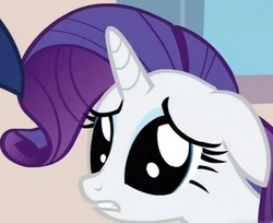 Size: 381x311 | Tagged: safe, rarity, pony, g4, big eyes, close-up, cropped, cute, dilated pupils, female, floppy ears, frown, gritted teeth, hnnng, sad, solo