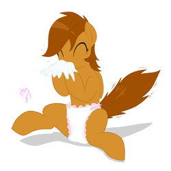 Size: 1800x1800 | Tagged: safe, artist:drizzle-star, oc, oc only, oc:drizzle star, pony, diaper, handkerchief, non-baby in diaper, nose blowing, solo, tissue