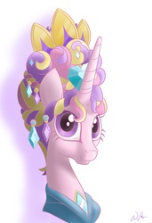 Size: 2600x3800 | Tagged: safe, artist:givenheart, princess cadance, alicorn, pony, g4, alternate hairstyle, ceremonial headdress, crown, female, mare, solo