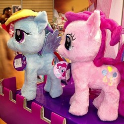 Size: 500x500 | Tagged: safe, pinkie pie, rainbow dash, g4, aurora, irl, photo, plushie