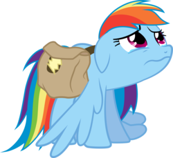 Size: 4992x4568 | Tagged: safe, artist:abion47, rainbow dash, pegasus, pony, g4, games ponies play, absurd resolution, bag, crying, female, sad, saddle bag, simple background, solo, transparent background, vector, wavy mouth