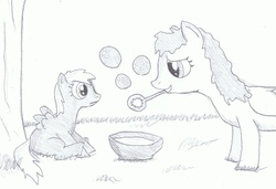 Size: 1568x1073 | Tagged: safe, artist:galgalgo, derpy hooves, oc, fanfic:bubbles, g4, derpy's mother, fanfic art, filly