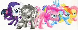 Size: 1280x490 | Tagged: safe, artist:kittyhawk-contrail, applejack, fluttershy, pinkie pie, rainbow dash, rarity, twilight sparkle, ask multimedia mane six, g4