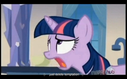 Size: 1024x640 | Tagged: safe, screencap, twilight sparkle, g4, games ponies play, youtube caption