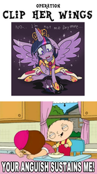 Size: 471x841 | Tagged: safe, twilight sparkle, alicorn, pony, g4, alicorn drama, crying, drama queen, family guy, female, image macro, male, mare, stewie griffin, twilight sparkle (alicorn)