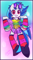 Size: 619x1106 | Tagged: safe, artist:velexane, dj pon-3, vinyl scratch, anthro, g4, clothes, dancing, glowstick, socks, thigh highs