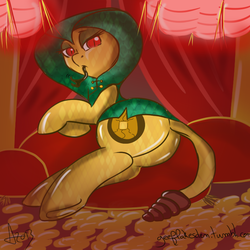 Size: 750x750 | Tagged: safe, artist:arnachy, snake, 30 minute art challenge, butt, chinese new year, plot, ponified