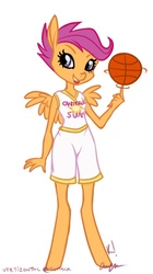 Size: 390x695 | Tagged: safe, artist:vertizontal, scootaloo, anthro, g4, basketball, skinny, thin