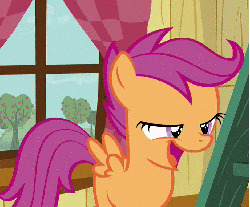 Size: 688x570 | Tagged: safe, screencap, scootaloo, pegasus, pony, g4, sleepless in ponyville, animated, blank flank, clubhouse, crusaders clubhouse, cute, cutealoo, female, filly, flapping, flapping wings, foal, happy, open mouth, solo, spread wings, wings