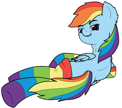 Size: 1024x910 | Tagged: safe, artist:geekygami, rainbow dash, pegasus, pony, g4, clothes, female, rainbow socks, socks, solo, striped socks