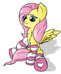 Size: 682x831 | Tagged: safe, artist:geekygami, fluttershy, pony, g4, clothes, female, socks, solo, striped socks