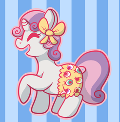 Size: 688x699 | Tagged: safe, artist:tiger-puppy, sweetie belle, g4, bow, clothes, ponponpon, ponponpony, shorts