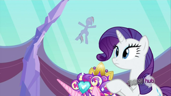 Size: 1280x720 | Tagged: safe, screencap, princess cadance, rainbow dash, rarity, g4, games ponies play