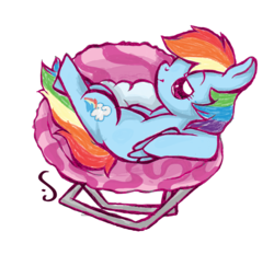 Size: 2217x2069 | Tagged: safe, artist:sproutink, rainbow dash, pony, g4, chair, female, simple background, solo, transparent, transparent background