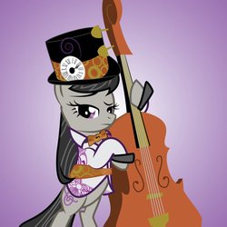 Size: 894x894 | Tagged: safe, artist:evilgnome555, octavia melody, earth pony, pony, g4, cello, female, hat, musical instrument, solo, steampunk, top hat