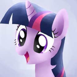 Size: 894x894 | Tagged: safe, artist:evilgnome555, twilight sparkle, pony, unicorn, g4, bust, female, mare, simple background, smiling, solo, white background