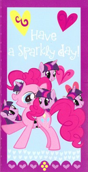 Size: 196x380 | Tagged: safe, artist:capnpea, edit, pinkie pie, twilight sparkle, earth pony, pony, g4, disembodied head, female, mare, pun, stock vector, valentine, wat