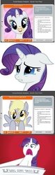 Size: 479x1522 | Tagged: safe, derpy hooves, rarity, pegasus, pony, unicorn, g4, ponyville confidential, anaface, female, horn, i'll destroy her, mare, newspaper, open mouth