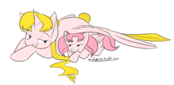 Size: 800x395 | Tagged: safe, artist:kourabiedes, alicorn, pegasus, pony, chibiusa, crossover, mother and daughter, pigtails, ponified, rini tsukino, sailor moon (series), simple background, transparent background, tsukino usagi, twintails