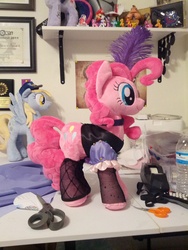 Size: 1944x2592 | Tagged: safe, artist:makeshiftwings30, pinkie pie, g4, irl, photo, plushie, puffy sleeves, saloon dress, saloon pinkie, wip